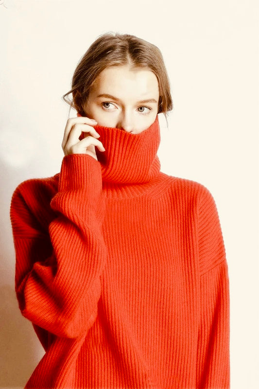 High collar cashmere pullover