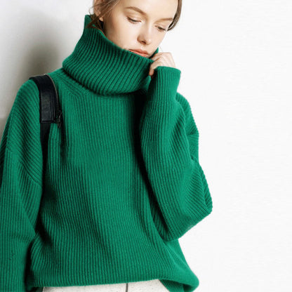 High collar cashmere pullover