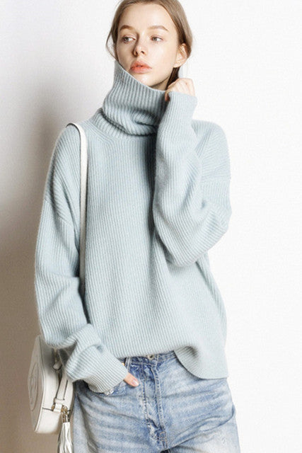 High collar cashmere pullover